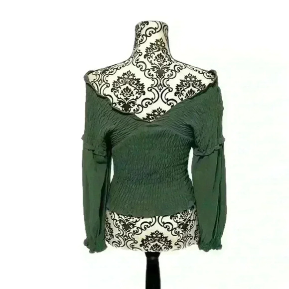 Entro Idem Ditto Cross Off The Shoulder Shirred Top Small - Picture 11 of 11